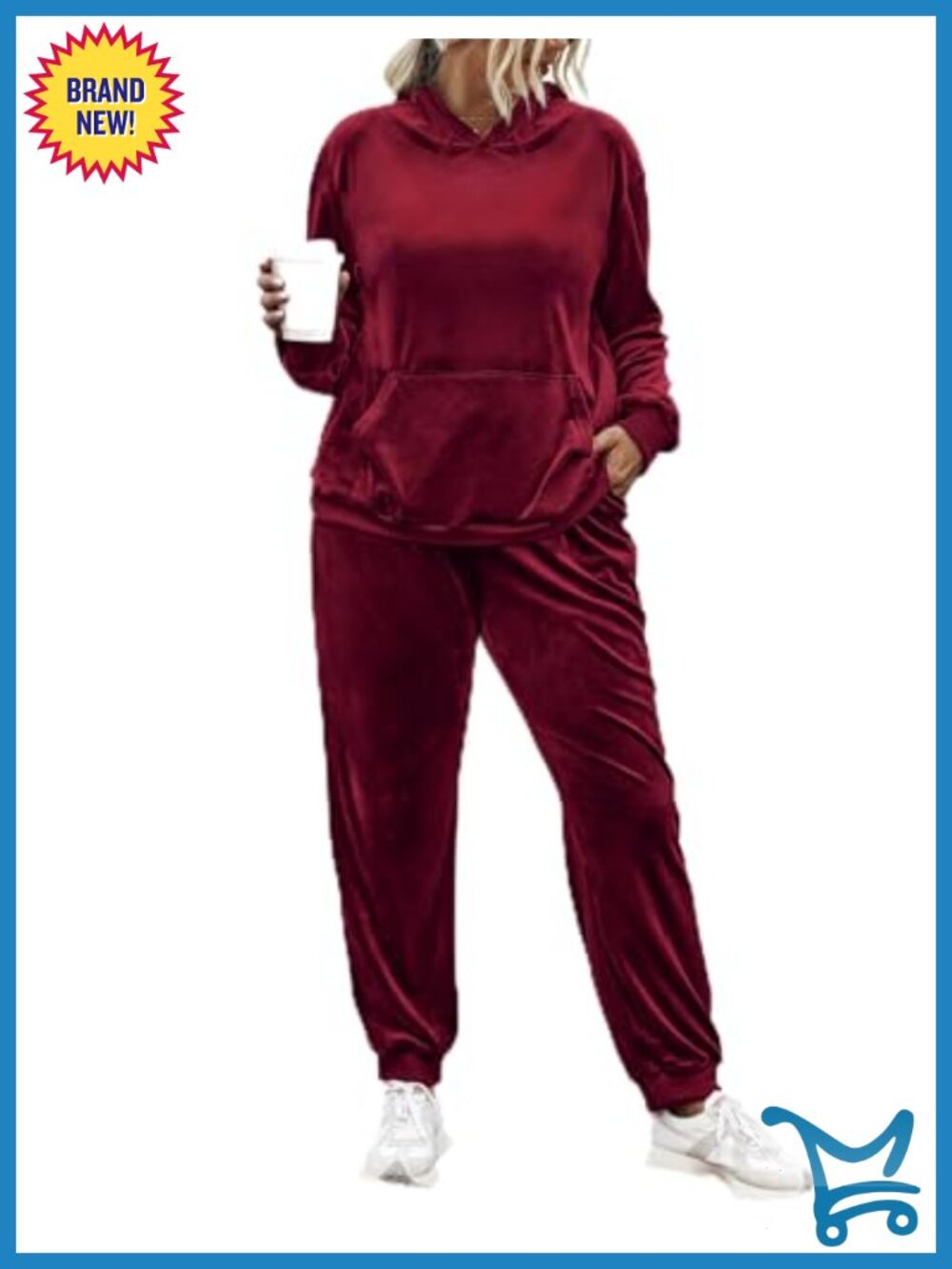 Plus Size Velour Sweatsuit Set Hoodie Tracksuit 2-Piece Lounge Outfit